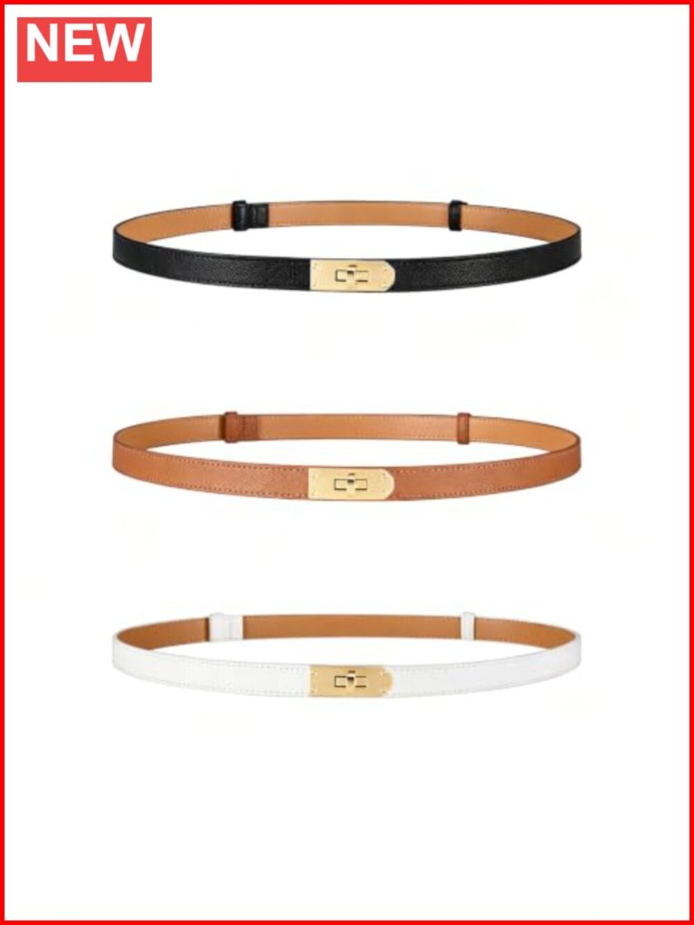 Skinny Leather Belt Adjustable Thin Waist for Dresses Jeans